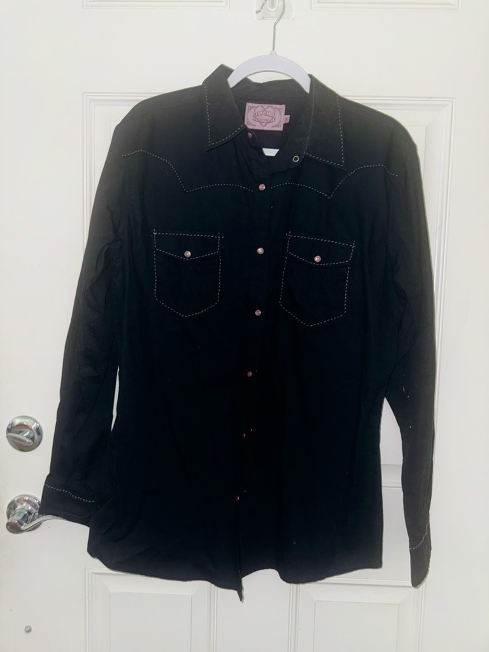 Black Western-Style women’s Shirt with Contrast Stitching